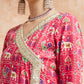 InWeave Women's Pink Patola Printed Gota Embroidered Anarkali Kurta - Swadesiicart