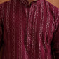 trueBrowns Men's Dark Purple Cotton Dobby Kurta | Swadesiicart