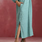 trueBrowns Aqua Blue Cotton Dobby Dress | Swadesiicart