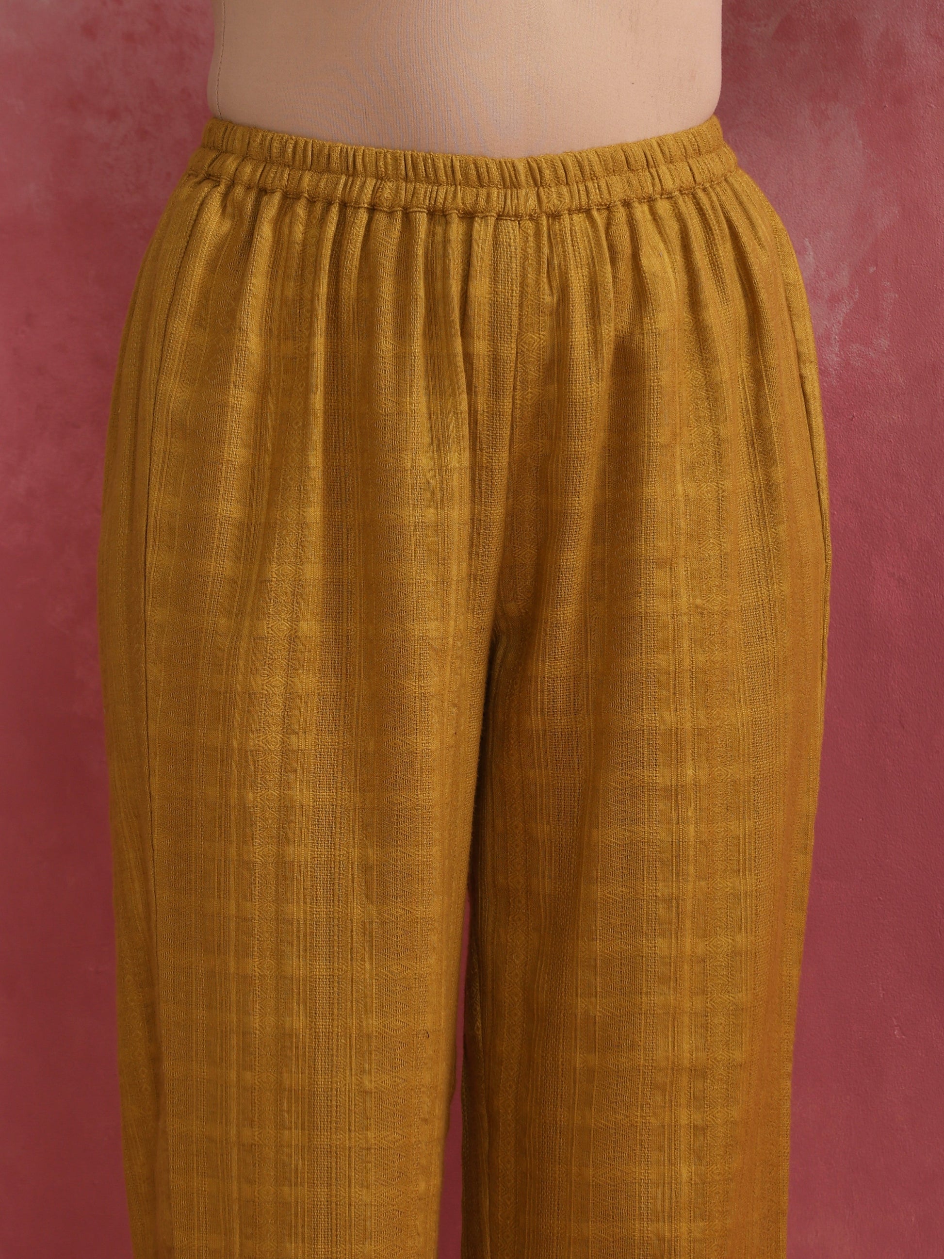 trueBrowns Mustard Cotton Dobby Co-ord set - Swadesiicart