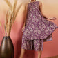 InWeave Dusty Mauve Paisley Round Neck Kurta Short Palazzo Set - Swadesiicart