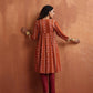 trueBrowns Orange Print Anarkali Kurta Co-ord Set - Swadesiicart