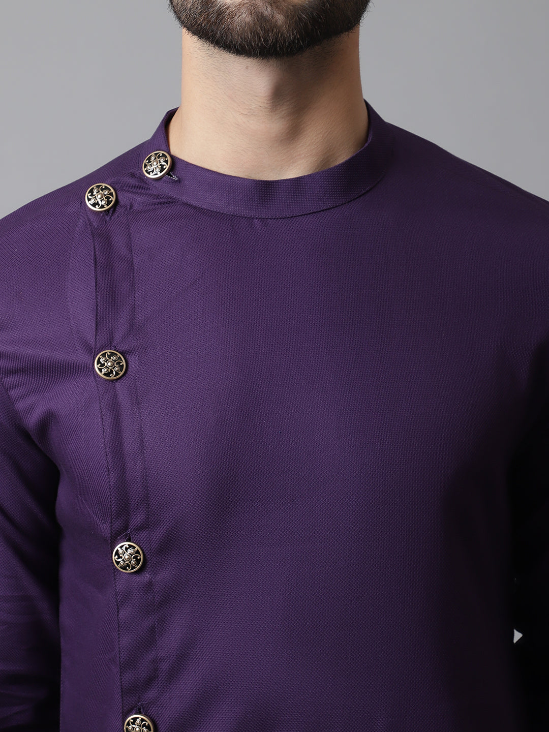 Even Apparels Purple Sherwani Kurta With Asymetrical Cut | Swadesiicart