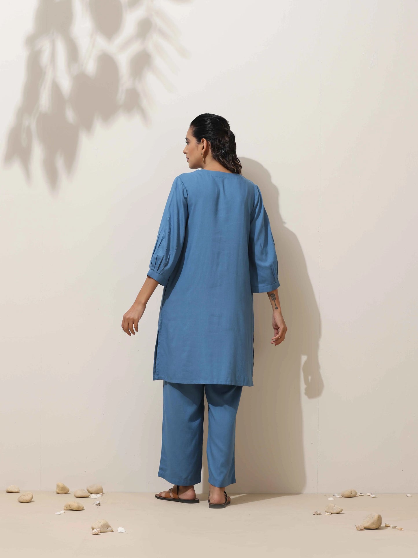 trueBrowns Blue Viscose Co-ord Set - Swadesiicart