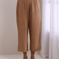 trueBrowns Beige Dobby Gathered Kurta Pant Set | Swadesiicart