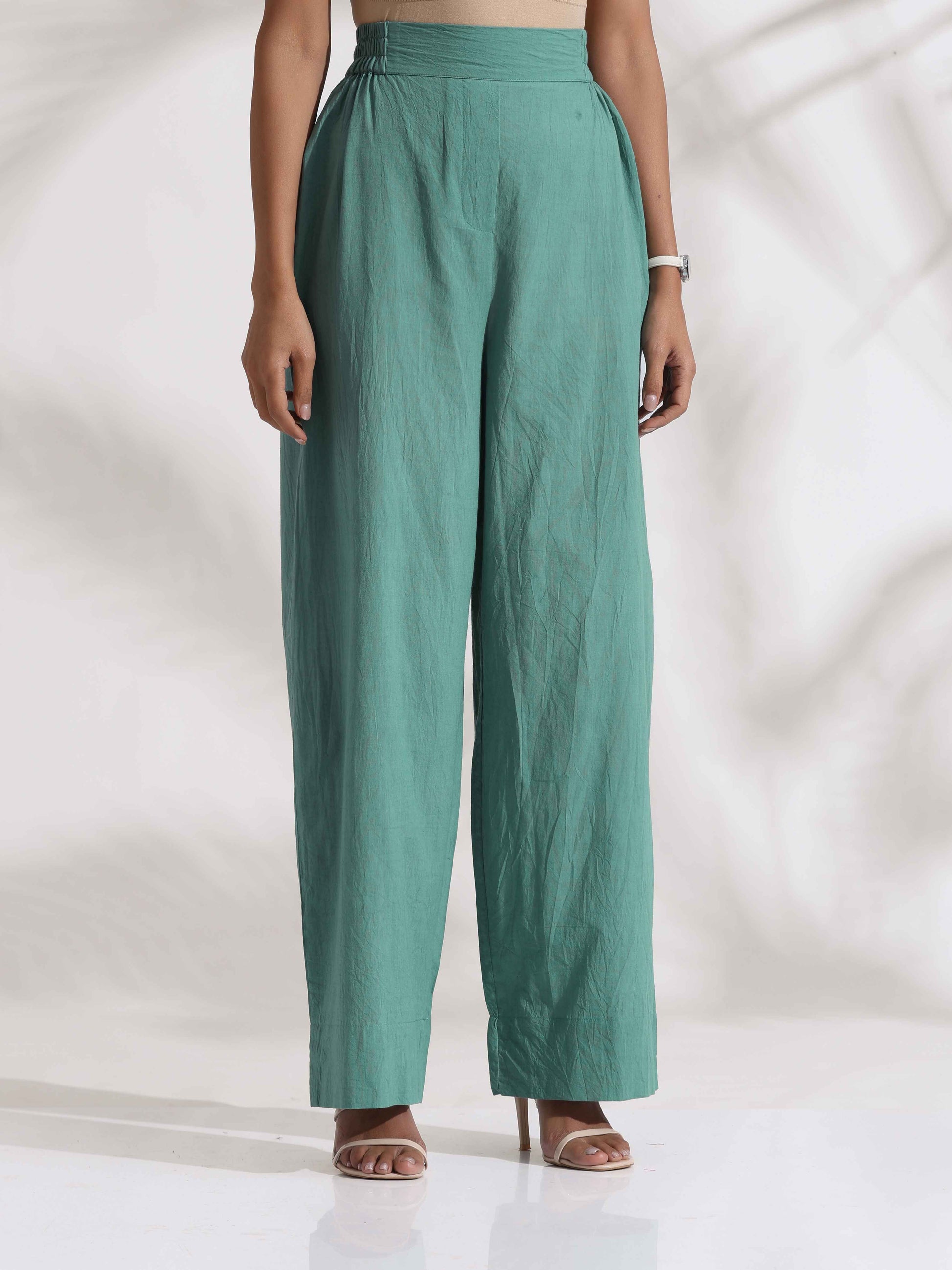 trueBrowns Green Cotton Print Jacket Top Co-ord Set - Swadesiicart