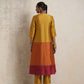 trueBrowns Gold Orange Silk A-line Kurta Set | Swadesiicart