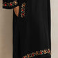 trueBrowns Black Kashmiri Floral Embroidered Woollen Phiran Kurta | Swadesiicart