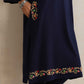 trueBrowns Blue Floral Embroidered Woollen Phiran Kurta | Swadesiicart