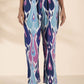 trueBrowns Blue Cotton Ikat V-neck Co-ord Set - Swadesiicart