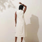 trueBrowns Off-White Cotton Linen Dress | Swadesiicart