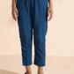 trueBrowns Blue Cotton Dobby Flared Kurta Pant Set | Swadesiicart