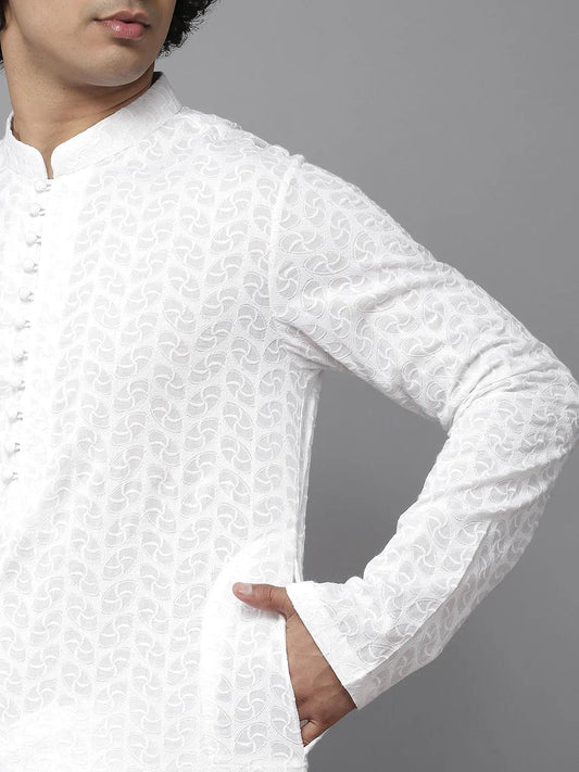 Fabmade Elegant Chikankari Embroidered Straight Kurta With Pyjama | Swadesiicart