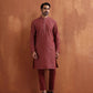trueBrowns Men's Rust Cotton Dobby Kurta | Swadesiicart