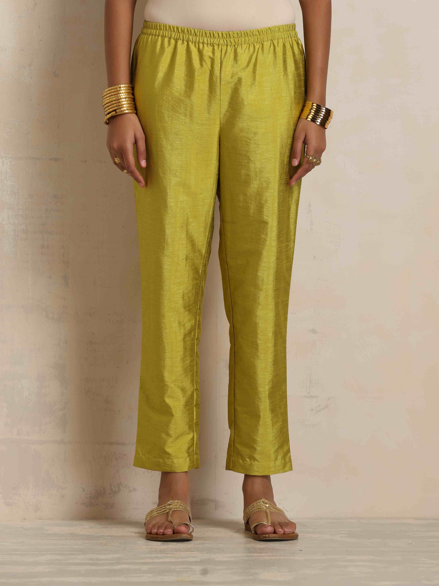 trueBrowns Green Tissue A-line Kurta Set | Swadesiicart