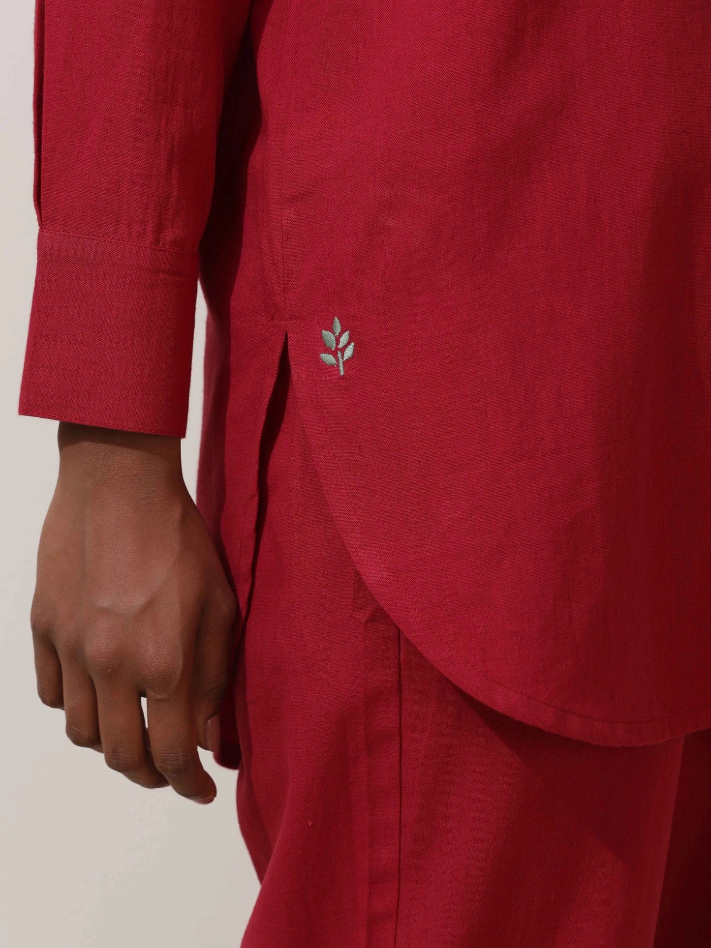 trueBrowns Maroon Cotton Linen Co-Ord Set - Swadesiicart