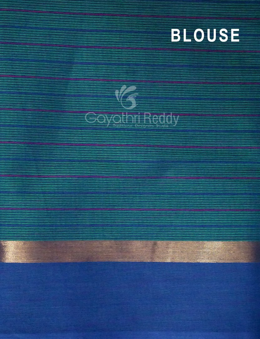 Rama Green With Checks Pure Mangalgiri Cotton Saree By Gayathri Reddy Designer Studio | Swadesiicart