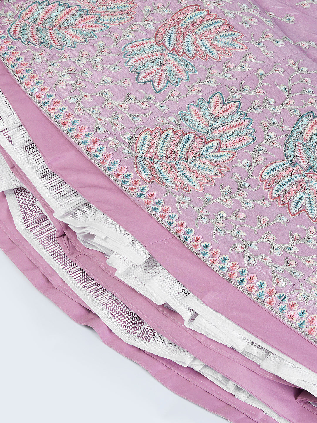 House of Panchhi Lavender Georgette Sequins And Thread Embroidery Lehenga Choli & Dupatta | Swadesiicart