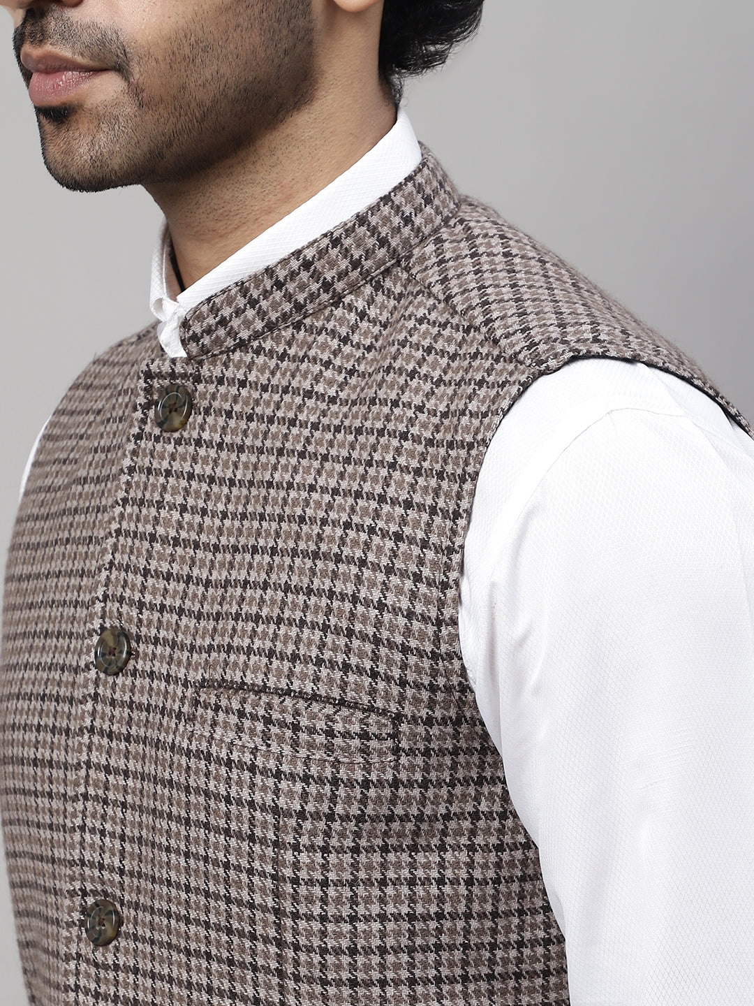 Even Apparels Men's Beige Pure Wool Nehru Jacket | Swadesiicart