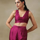 trueBrowns Purple Textured Silk Overlay Jacket Blouse Pant Set | Relove | Swadesiicart