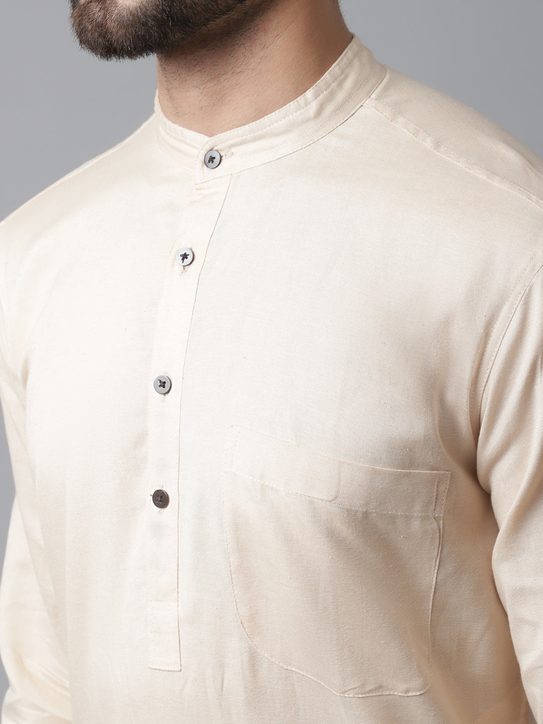 Even Apparels Brown Pure Cotton Kurta With Band Collar | Swadesiicart