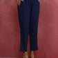 trueBrowns Dark Blue Cotton Dobby Kurta Co-ord set - Swadesiicart
