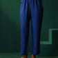 trueBrowns Royal Blue Floral Viscose Silk Angrakha Kurta Pant Set | Swadesiicart