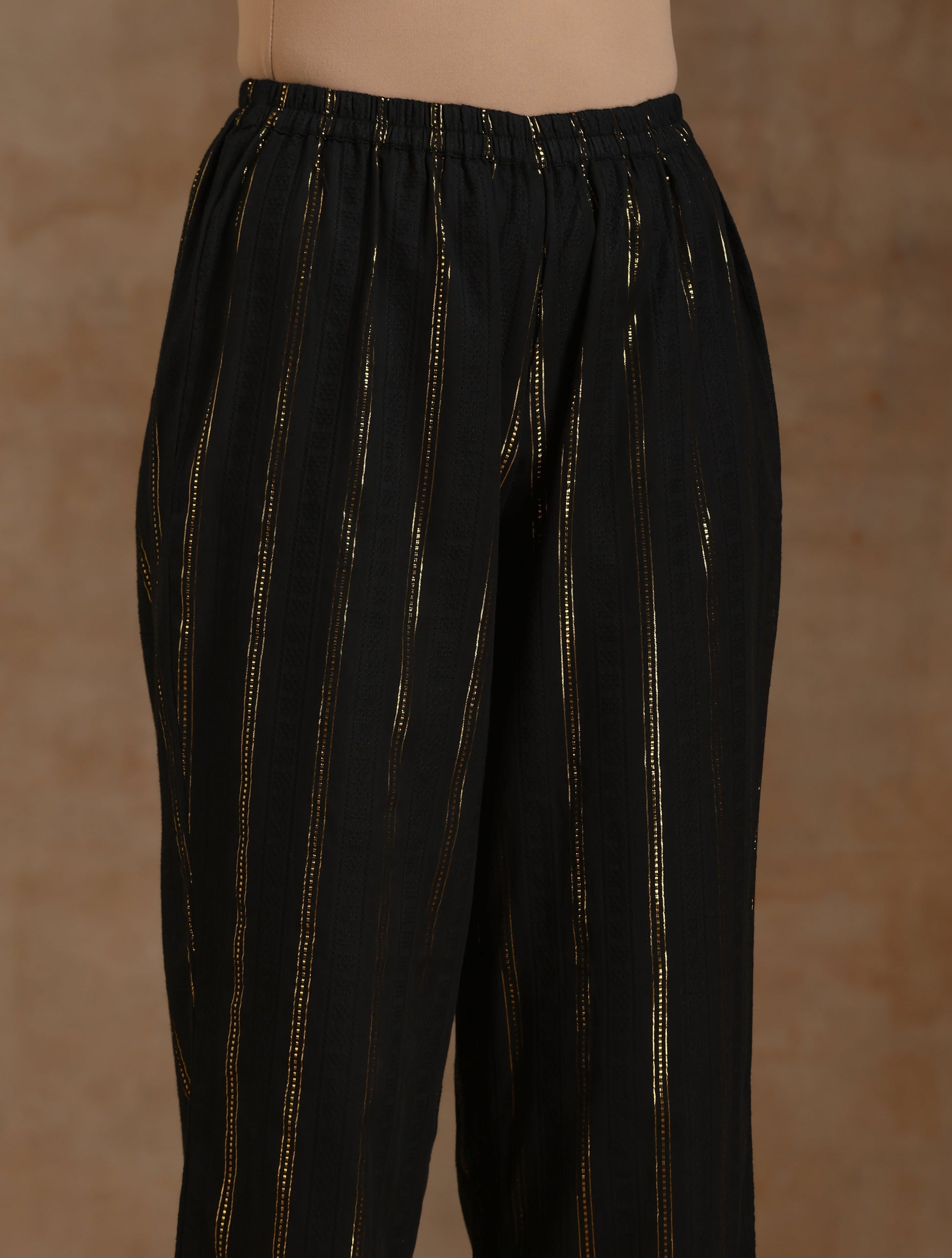 trueBrowns Black Gold Cotton Overlap Co-Ord Set - Swadesiicart