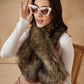 InWeave Women's Beige Print Faux Fur Neck Warmer - Swadesiicart