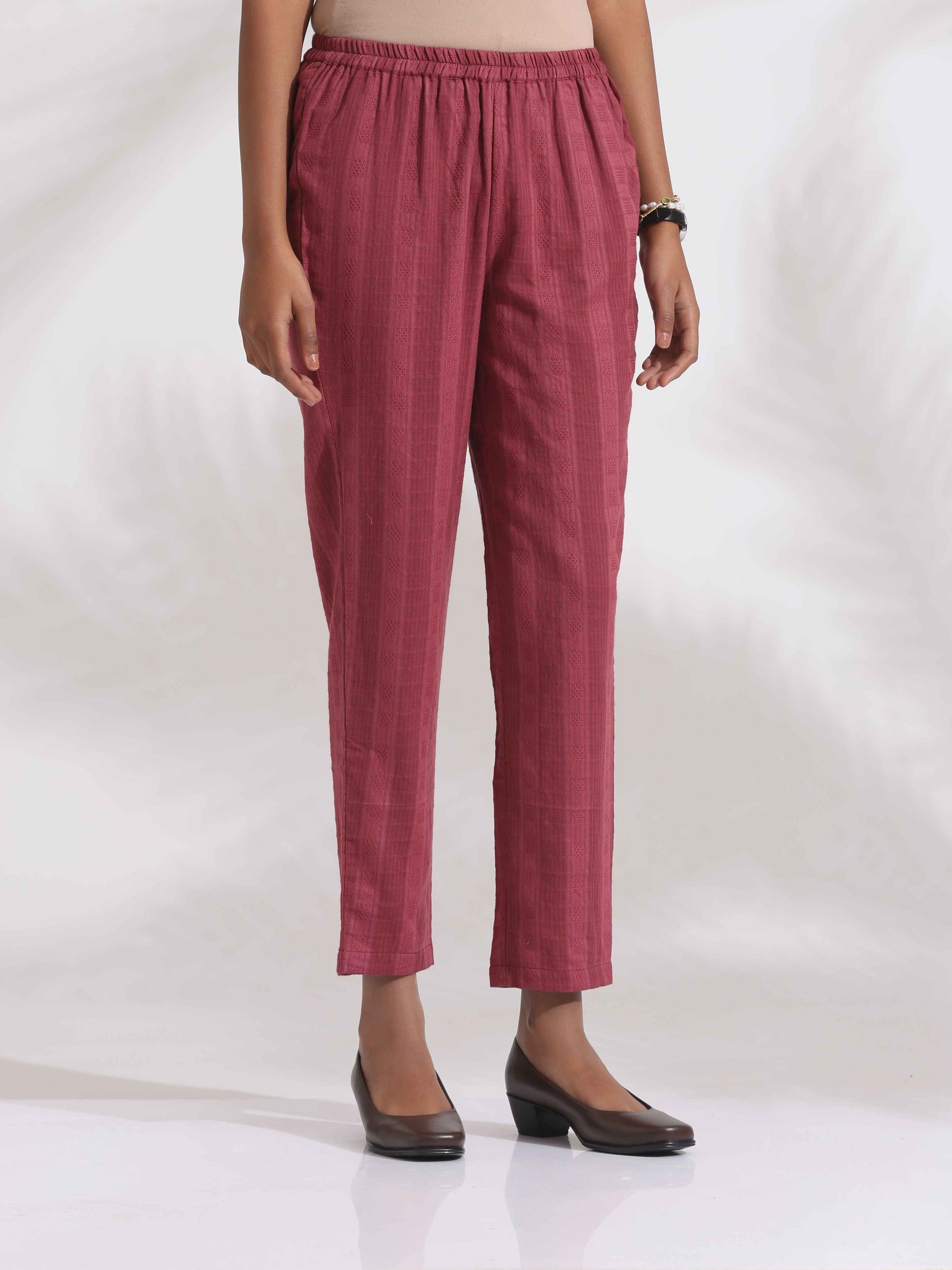 trueBrowns Maroon Cotton Flared Kurta Set | Swadesiicart