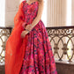Pomcha Jaipur Tara Orange Printed Anarkali Set | Swadesiicart