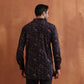 trueBrowns Men's Black Floral Printed Short Kurta | Swadesiicart