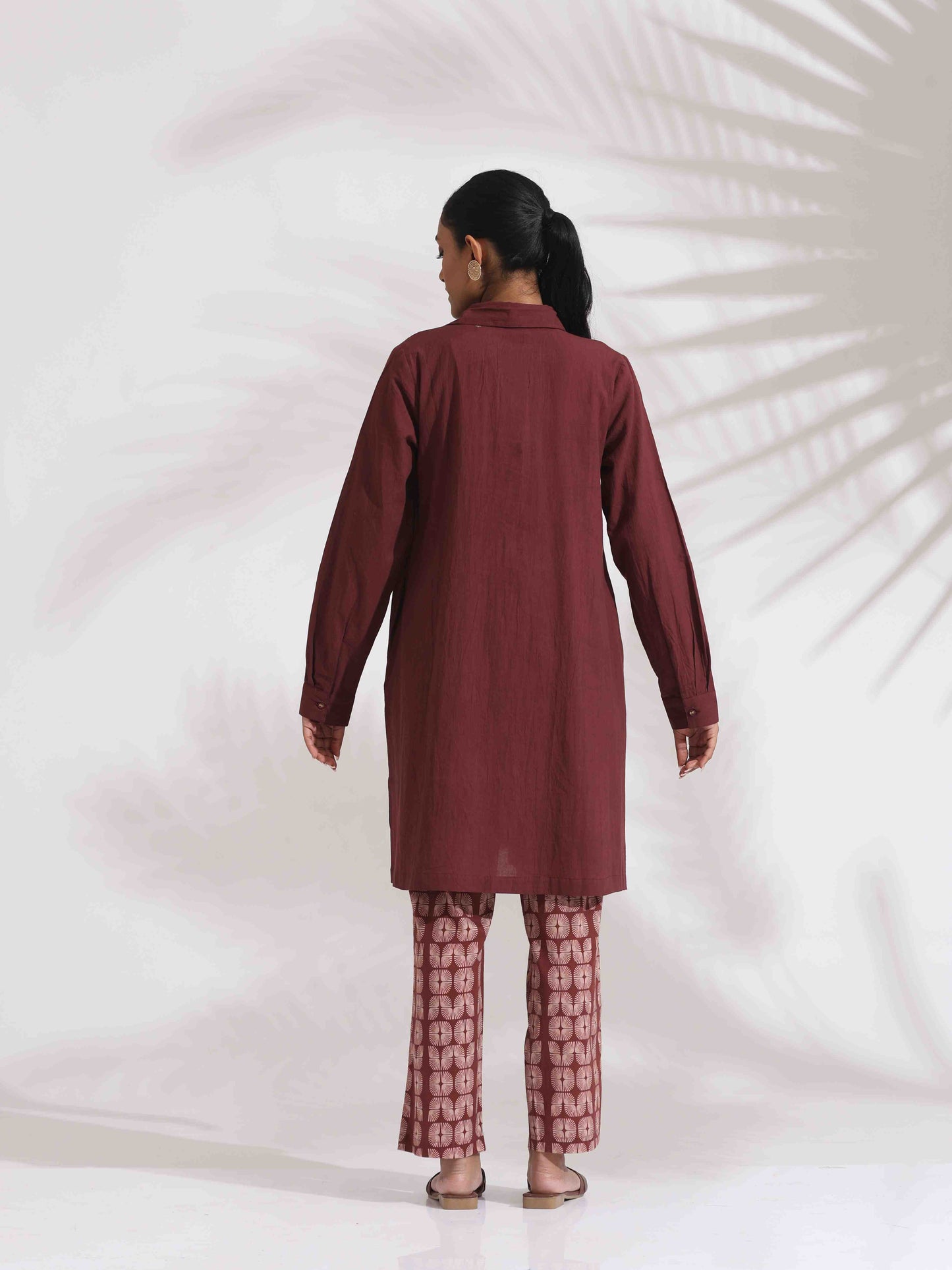 trueBrowns Brown Cotton Solid Kurta Co-ord Set - Swadesiicart