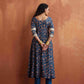 trueBrowns Blue Print Flared Anarakali Kurta Set | Swadesiicart