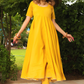 Pomcha Jaipur Rosemarry Yellow Cotton Anarkali Set | Swadesiicart