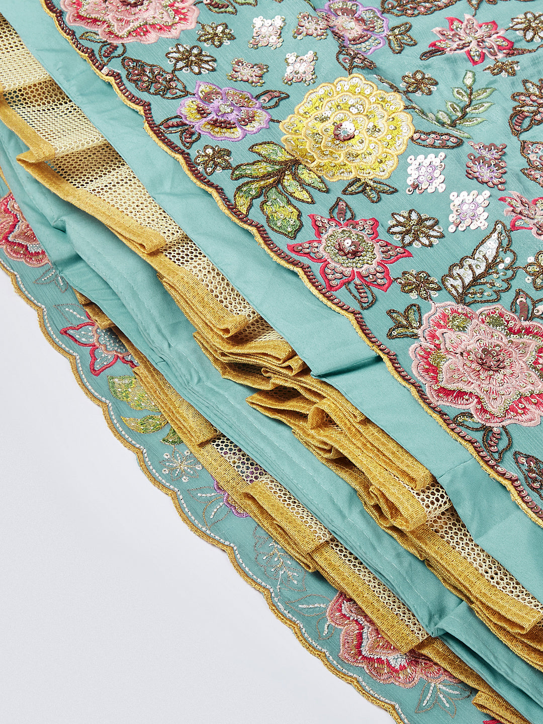 House of Panchhi Mauve Chiffon Sequins And Thread Embroidery Lehenga Choli & Dupatta | Swadesiicart