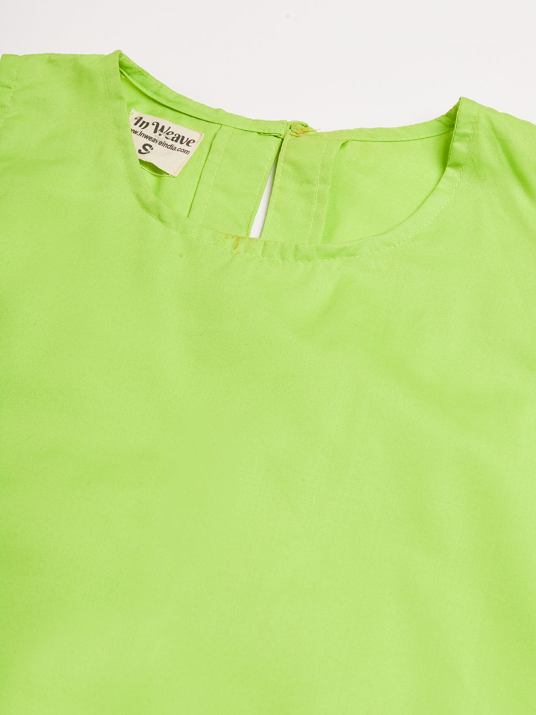 InWeave Women's Lime Green Short Kurta Palazzo Set - Swadesiicart