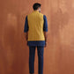 trueBrowns Men's Mustard Cotton Dobby Reversible Nehru Jacket | Swadesiicart