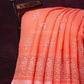 Peachish Orange Block Printed Semi Chanderi Saree By Gayathri Reddy Designer Studio | Swadesiicart