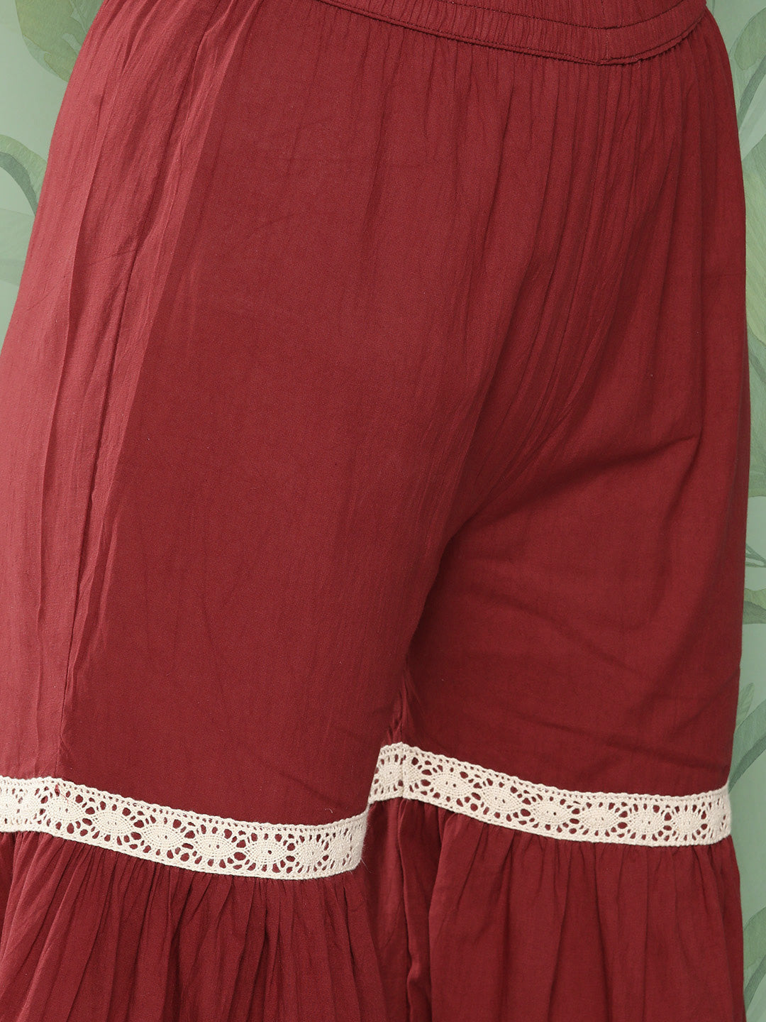 InWeave Women's Brick Rust Boota Sharara Set With Dupatta - Swadesiicart