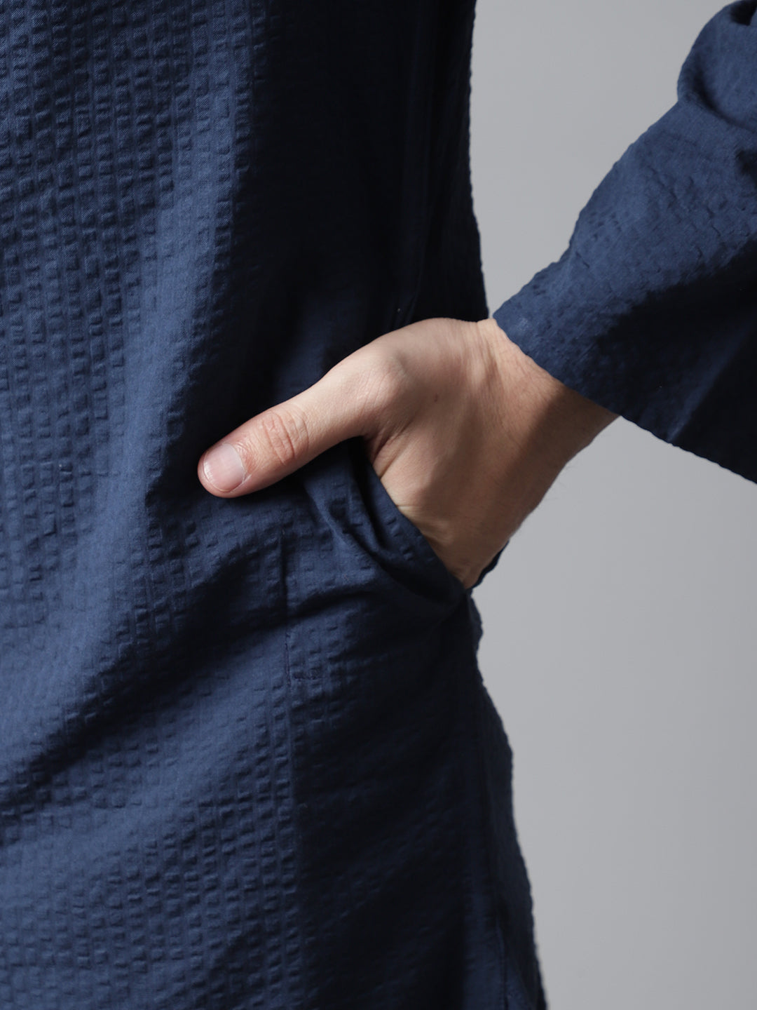 Even Apparels Blue Solid Kurta With Band Collar | Swadesiicart