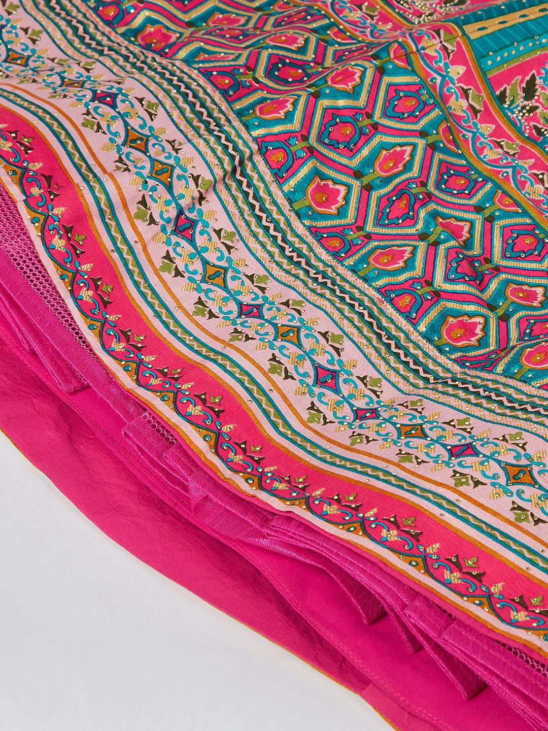 House of Panchhi Pink Pure Georgette Position Printing With Siroski Stone Work Lehenga Choli & Dupatta | Swadesiicart