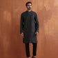 trueBrowns Men's Black Cotton Dobby Kurta | Swadesiicart