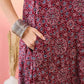 InWeave Maroon Navy Ajrakh Foil Round Neck Kurta Pant Set - Swadesiicart