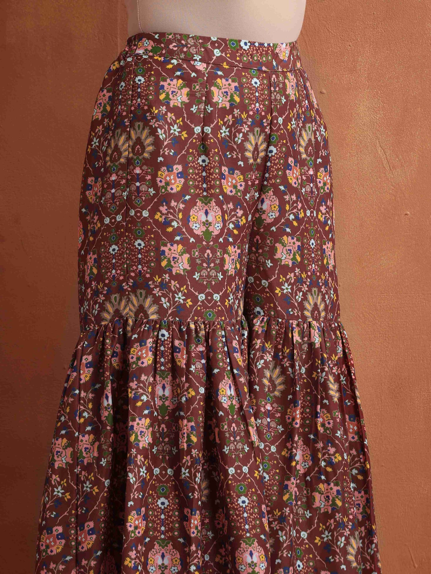 trueBrowns Brown Print Sharara Set | Swadesiicart