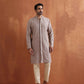 trueBrowns Men's Beige Cotton Dobby Kurta | Swadesiicart