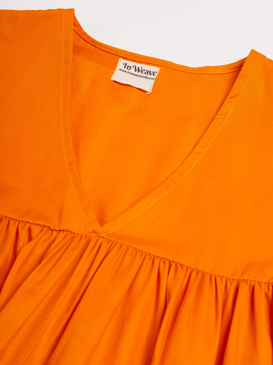 InWeave Women's Orange Flared Kurta Palazzo Set - Swadesiicart
