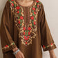 trueBrowns Brown Kashmiri Embroidered Woollen Phiran Kurta | Swadesiicart
