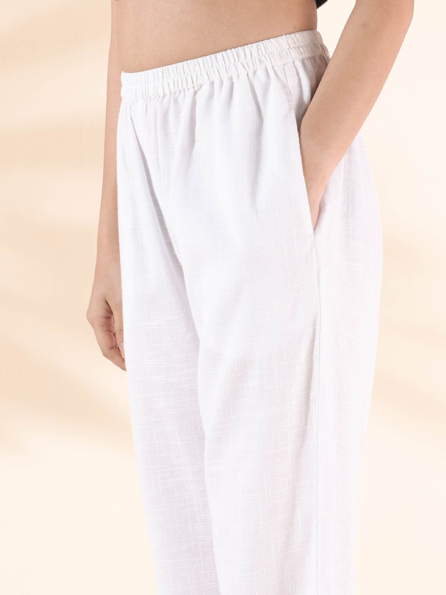 trueBrowns White Cotton Shirt Co-ord Set - Swadesiicart