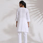 trueBrowns White Cotton Check Kurta Co-ord Set - Swadesiicart